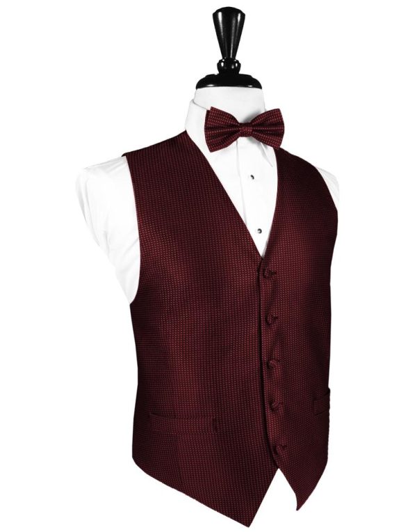 Wine Silk Weave Tuxedo Vest Hot on Sale