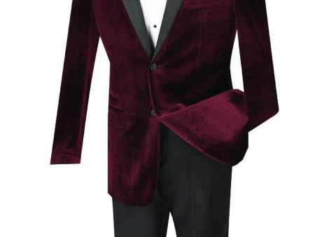 Velvet  Wine Tuxedo (2-Piece Set) For Sale