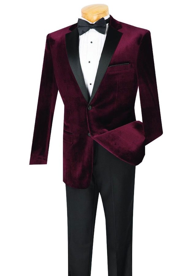 Velvet  Wine Tuxedo (2-Piece Set) For Sale