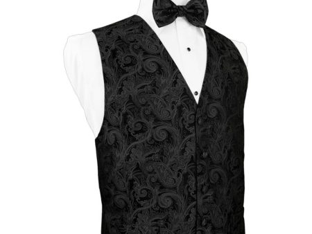 Black Paisley Silk Tuxedo Vest Online Hot Sale