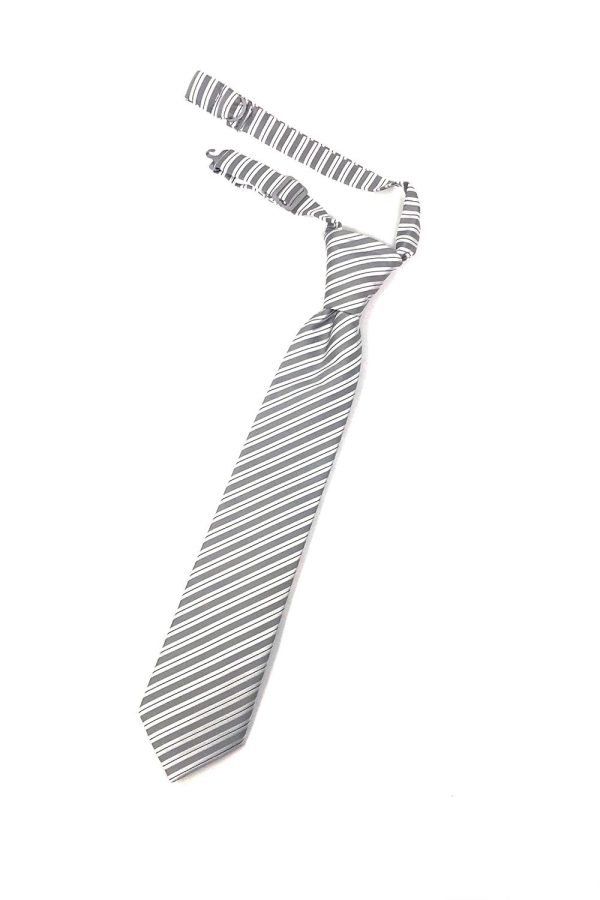 Grey Newton Stripe Kids Necktie Cheap