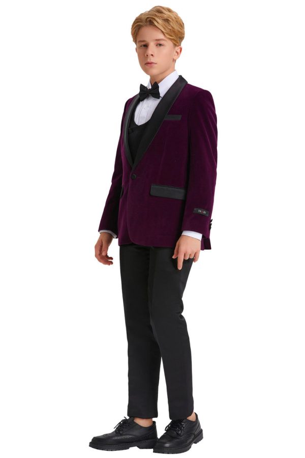 Jayden  Tazio Kids Purple Velvet Tuxedo (5-Piece Set) Online now