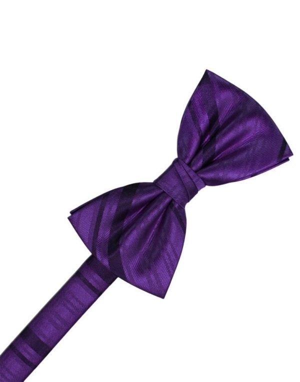 Purple Striped Satin Kids Bow Tie For Sale