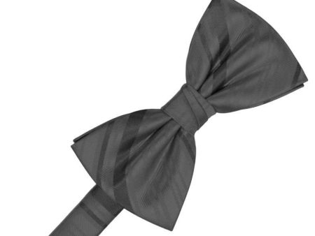 Charcoal Striped Satin Kids Bow Tie For Sale