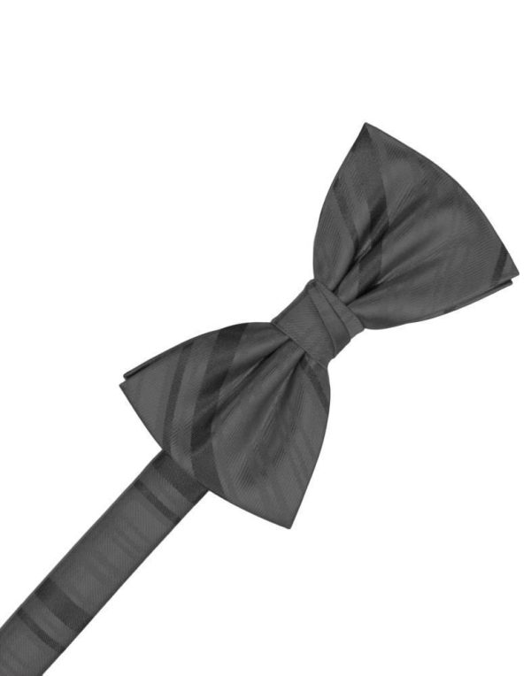 Charcoal Striped Satin Kids Bow Tie For Sale