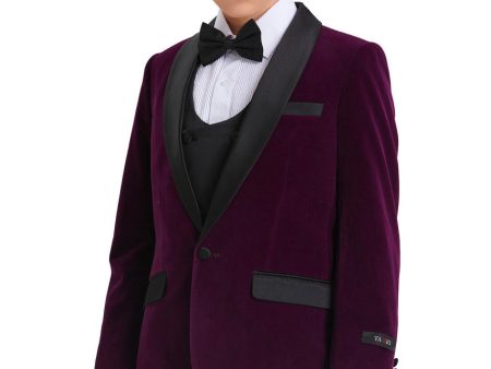 Jayden  Tazio Kids Purple Velvet Tuxedo (5-Piece Set) Online now