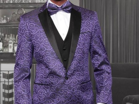 Bellagio  Purple 1-Button Notch Tuxedo (4-Piece Set) Sale