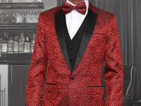 Bellagio  Red 1-Button Notch Tuxedo (4-Piece Set) Cheap