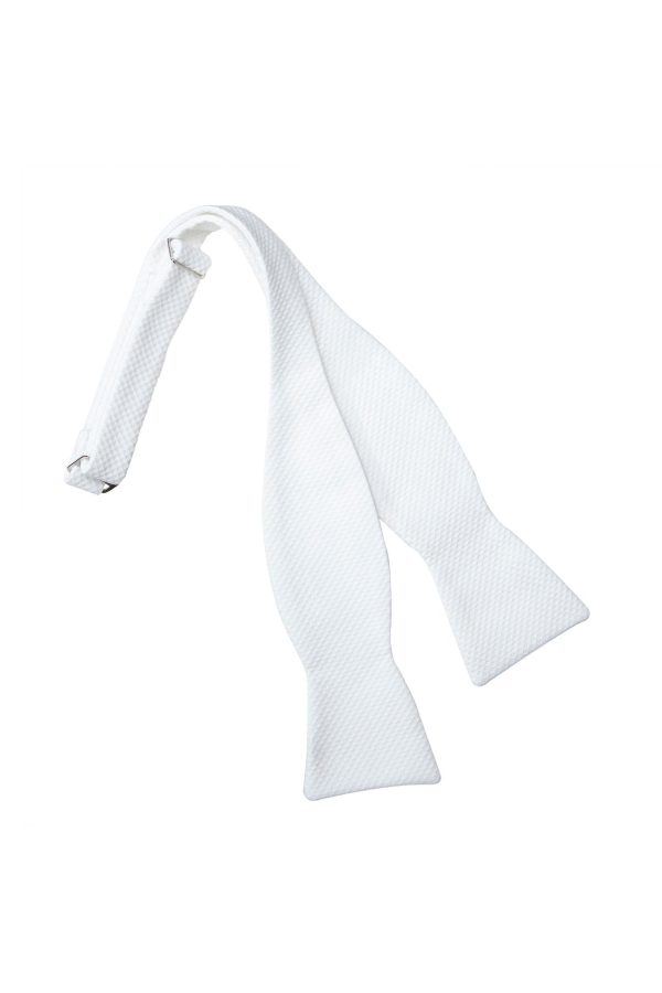 White Pique Self Tie Bow Tie Cheap