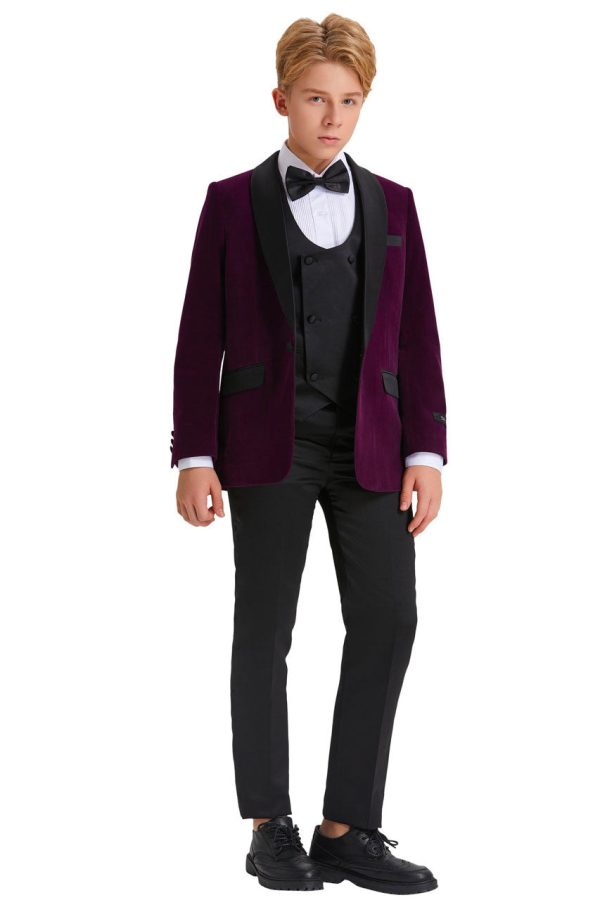 Jayden  Tazio Kids Purple Velvet Tuxedo (5-Piece Set) Online now