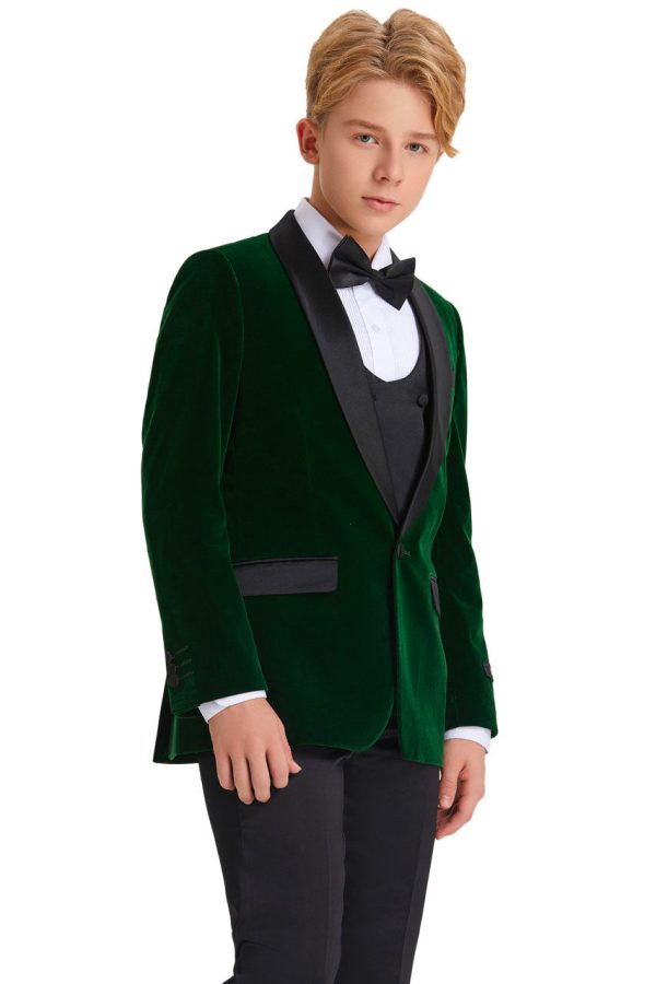 Jayden  Tazio Kids Green Velvet Tuxedo (5-Piece Set) Discount