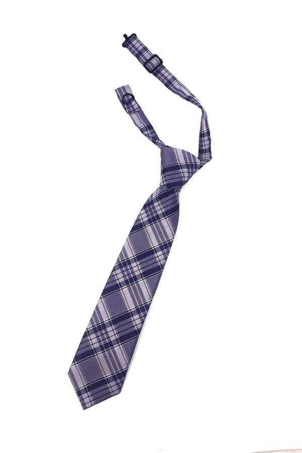 Purple Madison Plaid Kids Necktie For Discount